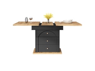 Table de séjour rectangulaire avec allonge noir - 80x110-140max.cm mdf