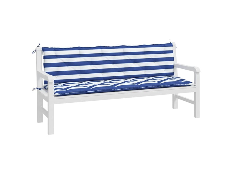 Lot de 2 coussins de banc de jardin, coussins d'assise rayures bleuesblanches cf58680  - Conforama D