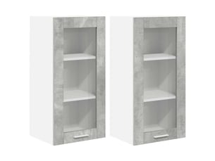 Meuble de rangement cuisine, armoire suspendue 2 pcs gris béton bois d'ingénierie shl1057