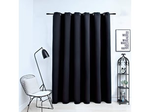 Rideau occultant, rideau black-out avec anneaux en métal noir 290x245 cm cf43949
