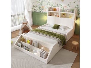 Lit simple 90x200 cm <strong>MIVRAY </strong> <strong></strong> coloris blanc