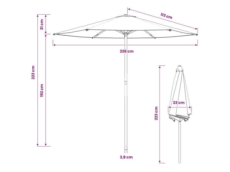 Vidaxl parasol de jardin avec base 230 x 230 cm polyester - Conforama C