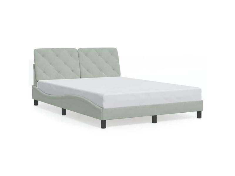  Lit double- lit adulte -  cadre de lit sans matelas gris clair 140x190 cm velours  - Conforama A