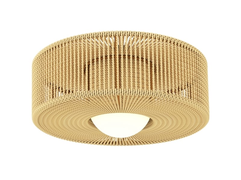  Plafonnier suspendu bohème, abat-jour rond en corde de chanvre, douille led g9, design naturel  - Conforama A