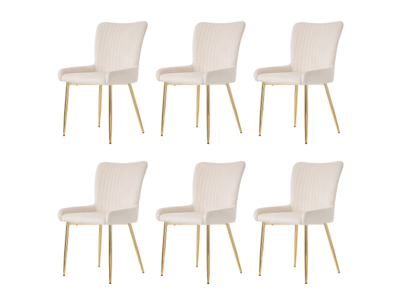  Chaise en velours - ensemble de 6 - beige+or - velours - pieds en métal doré - soutien lombaire - poids supporté 150 kg bicolore - Conforama A