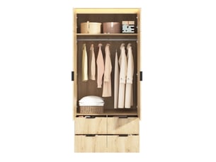 Armoire 2 portes modenvie avec miroir et led 90 x 47 x 200 cm mdf décor chêne anthracite