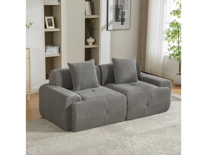  Canapé modulable 3 places en chenille gris, 190 x 89 x 75 cm, sans montage, livré compressé, base antidérapante, coussins inclus, pour le salon CARDUME ESTIVAL - Conforama B