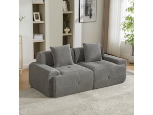 Canapé modulable 3 places en chenille gris, 190 x 89 x 75 cm, sans montage, livré compressé, base antidérapante, coussins inclus, pour le salon