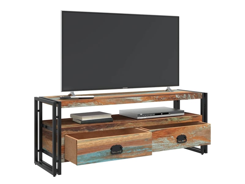  Meuble tv - banc tv - meuble de rangement bois de récupération massif  - Conforama D