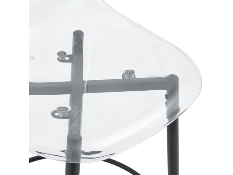 Ensemble de 2 tabourets transparents au design flottant – pieds noirs en métal, cuisine ouverte, luxe minimaliste - Conforama E