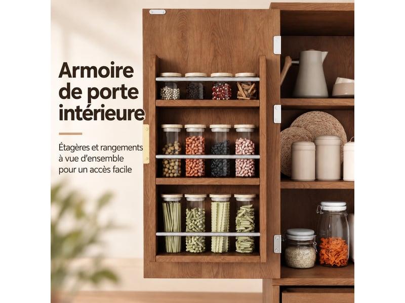 Meuble de cuisine muvano, armoire haute à façades rainurées, couleur noyer, 76 × 40 × 180 cm - Conforama R
