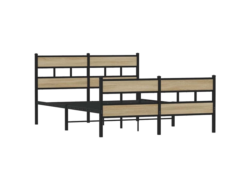  Lit double- lit adulte -  cadre de lit en métal sans matelas chêne sonoma 135x190 cm  - Conforama B