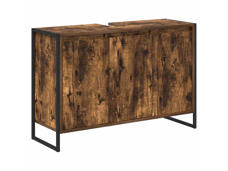  Cabinet de salle de bain, meuble de rangement chêne fumé 90x30x60 cm  - Conforama A