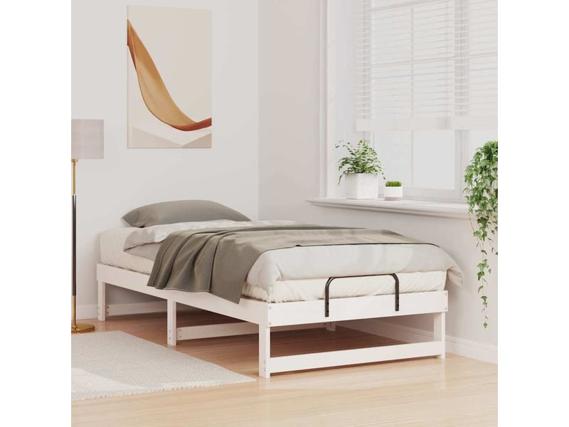  Lit simple- lit adulte -  cadre de lit blanc 90 x 190 cm pin massif  - Conforama B