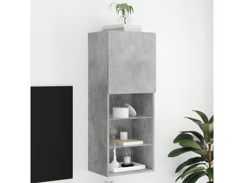  Meuble tv - banc tv - meuble de rangement avec lumières led gris béton 40,5x30x102 cm  - Conforama B