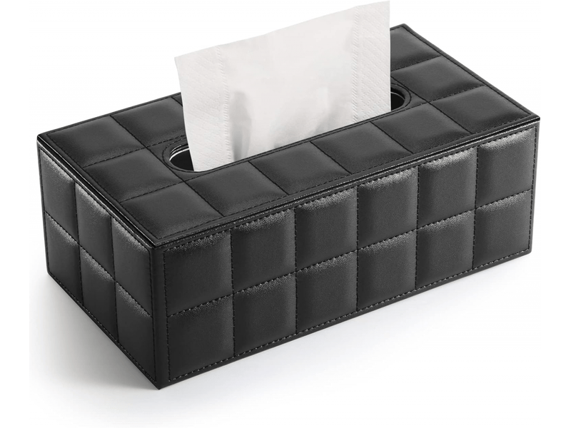  Boîte à mouchoir rectangulaire en cuir (noir) boîte en papier tendance  - Conforama A