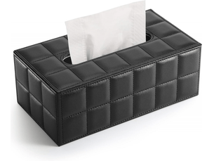 Boîte à mouchoir rectangulaire en cuir (noir) boîte en papier tendance