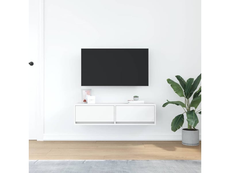  Meuble tv - banc tv - meuble de rangement 100 x 31 x 25,5 cm blanc bois d'ingénierie  - Conforama D