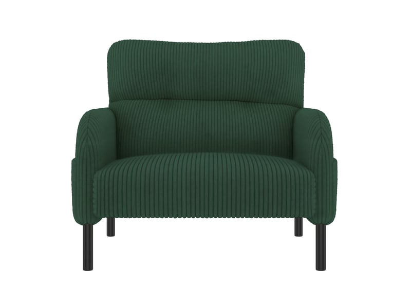 Fauteuil profond d'appoint, 67x75x79 cm, poche latérale, dossier ergonomique, assise large, velours côtelé, émeraude - Conforama A