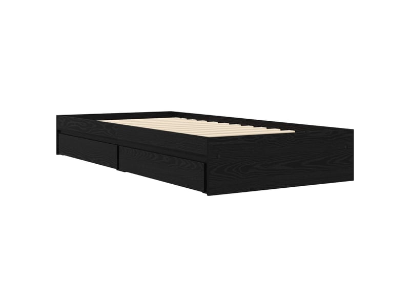 Lit simple- lit adulte - cadre de lit avec rangement avec tiroir chêne noir 80 x 200 cm - Conforama B