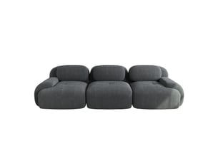 Canapé modulable modenvie 3 places sans cadre en velours côtelé gris 298 x 103 x 70 cm