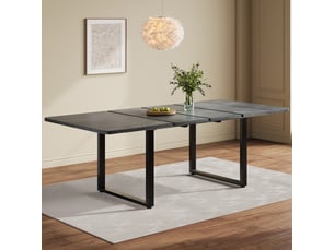 Table à manger extensible, gris, 140180220 × 80 cm, 6-10 personnes, 3 longueurs, pieds métal
