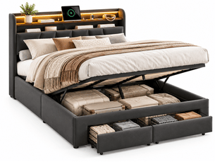 Lit coffre 160x200 cm YELENARO coloris gris
