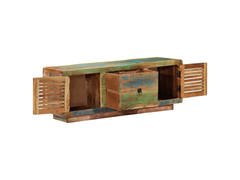  Meuble tv - banc tv - meuble de rangement 110x30x40 cm bois massif de récupération  - Conforama E