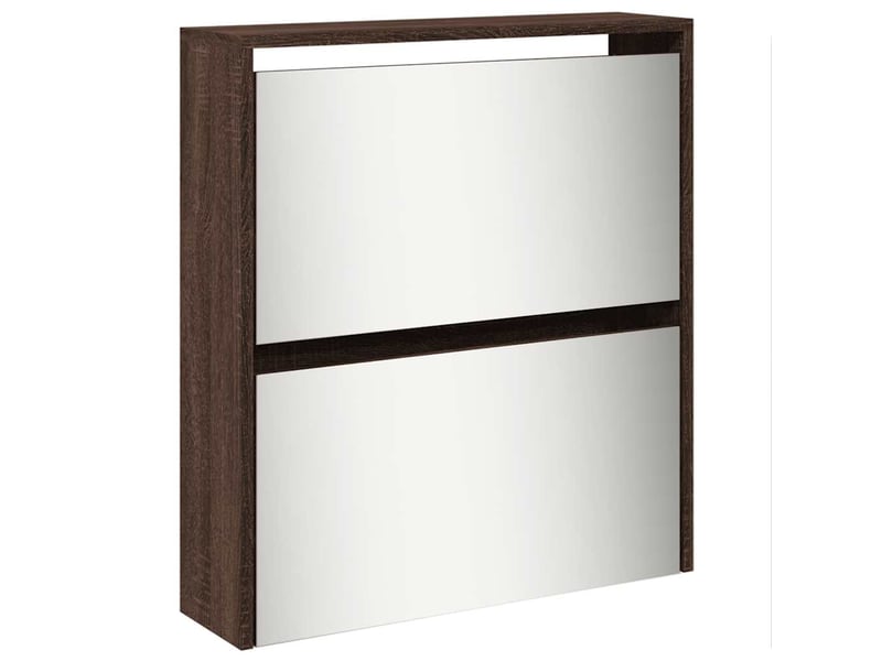  Meuble à chaussure, armoire à chaussures miroir 5niveaux chêne marron 63x17x169,5cm  - Conforama E