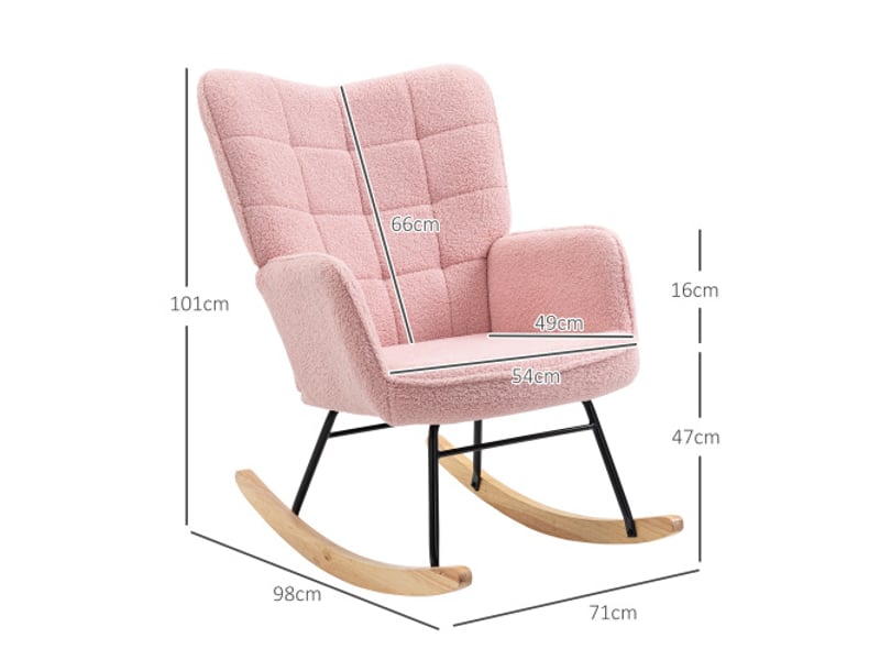  Fauteuil à bascule rose en fausse peau de mouton, relax, charge 120 kg, pour salon et chambre  - Conforama B