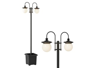Lampadaire solaire jardin réglable 182 cm, 2 têtes, détecteur mouvement, ip44.