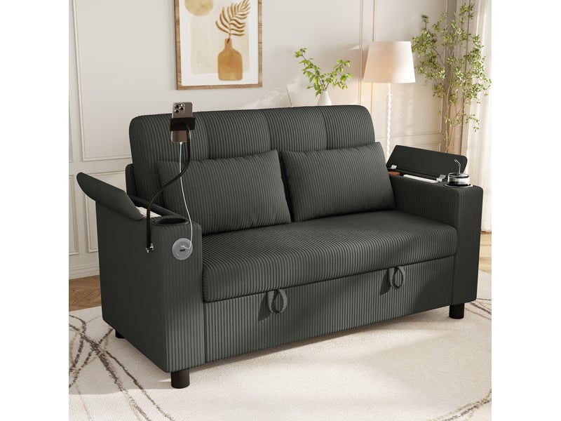 Canapé 2 places avec rangement et ports usb type-c homvra - Conforama C