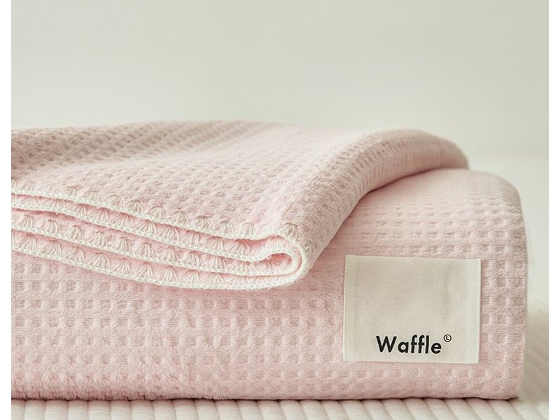  Plaid rose gaufré surpiqûres blanche 150 x 200 cm waffle PD001-ROS-150 - Conforama A