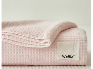 Plaid rose gaufré surpiqûres blanche 150 x 200 cm waffle