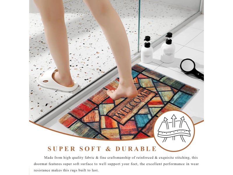  Paillasson d'intérieur 40x60cm, tapis d'entrée intérieur, tapis d'entrée absorbant antidérapant, durable et lavable, tapis d'entrée pour portes, coulo  - Conforama D