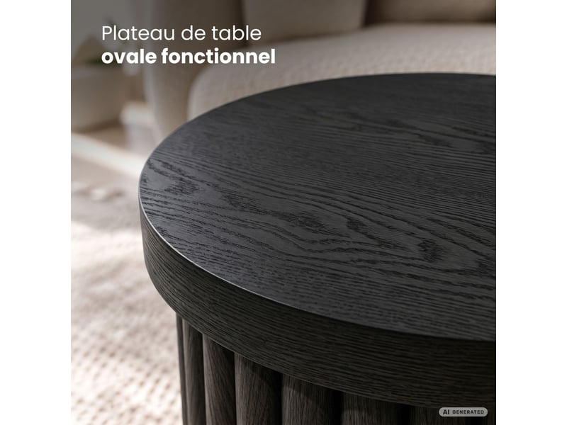  Table basse tino noire 40 cm ronde à piètement cannelé 40x40x49 cm TINO - Conforama D