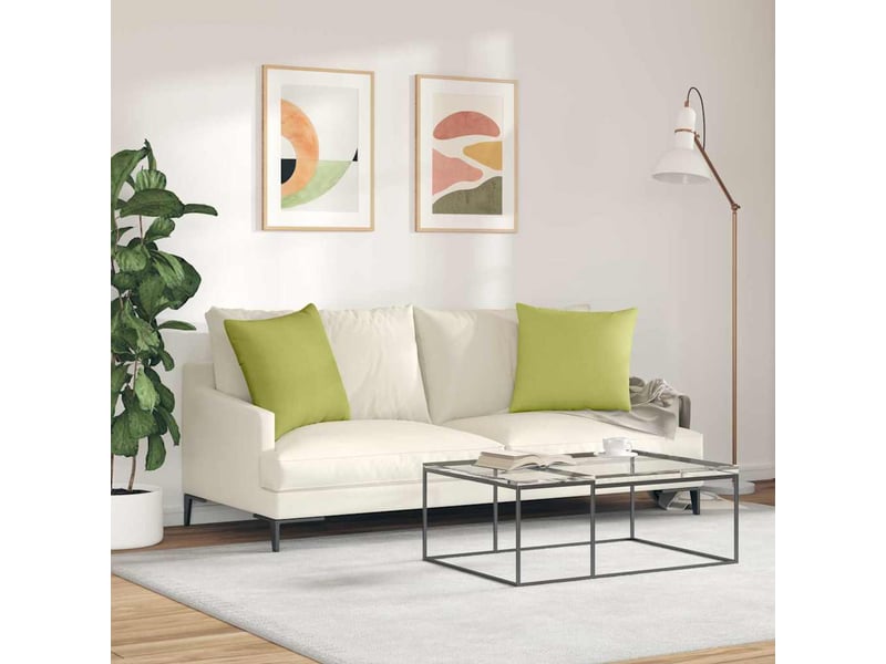  Lot de 2 coussins de canapé, coussins décoratifs tissu vert clair 50 x 50 cm cf58976  - Conforama D