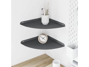 Lot de 2 étagères flottantes d'angle, étagères murales anthracite 30 x 30 x 2 cm cf41642