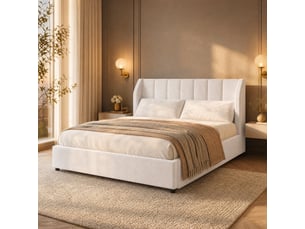 Lit coffre 140x200 cm <strong>HAVRYA</strong> <strong></strong> coloris beige
