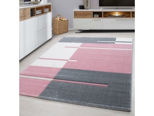 Traits - tapis géométrique - rose et gris 120 x 170 cm