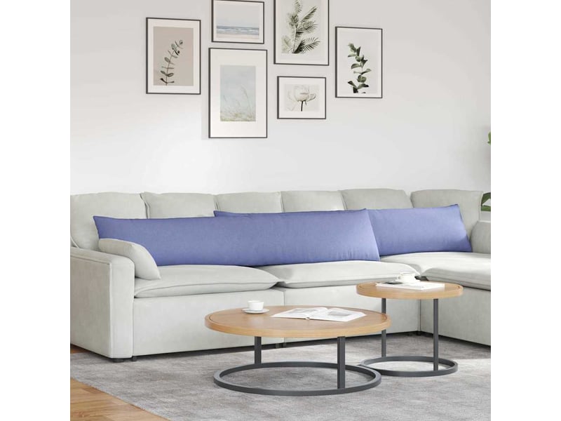 Lot de 2 coussins de canapé, coussins décoratifs tissu bleu denim 200 x 40 cm cf58785  - Conforama B