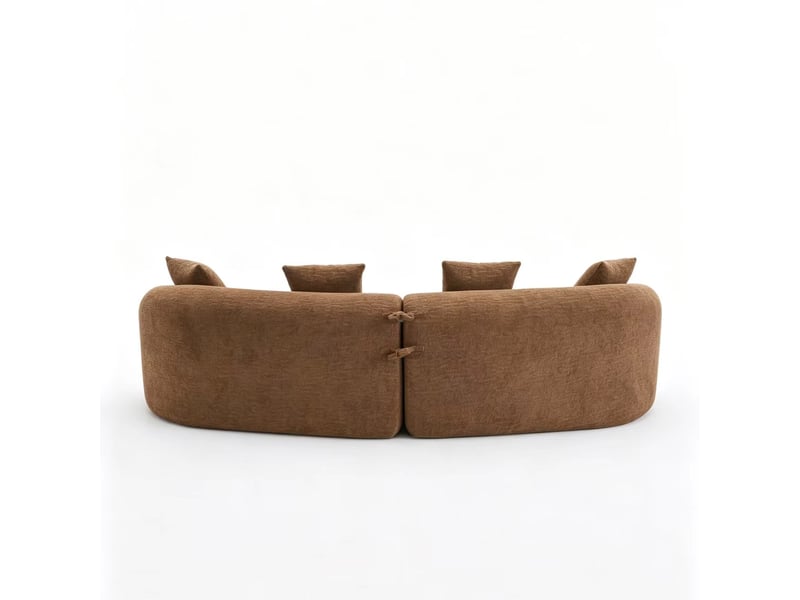 Canapé modulable 4 places incurvé en chenille caramel, compact, sans montage - Conforama D