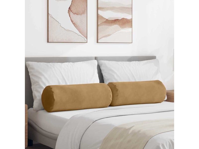 Lot de 2 coussins d'accent, coussins décoratifs, coussins lombaires marron ø 25 x 70 cm cf56744 - Conforama B