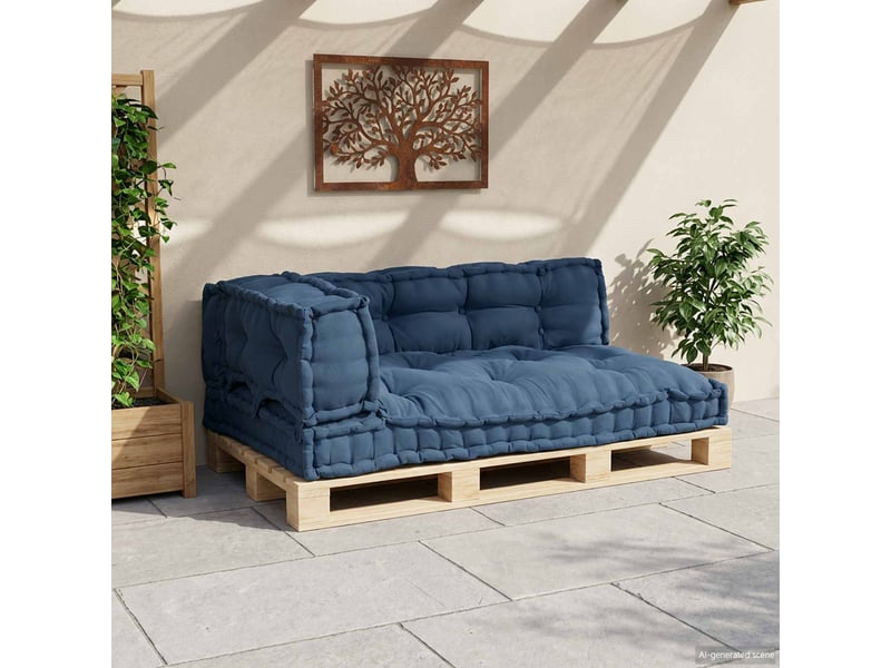 Coussin de canapé sur palette, coussin de chaise 3 pc tissu indigo cf54210 - Conforama C