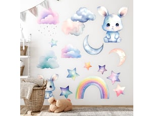 Sticker mural - de mignons lapins dans le ciel130x174 cm