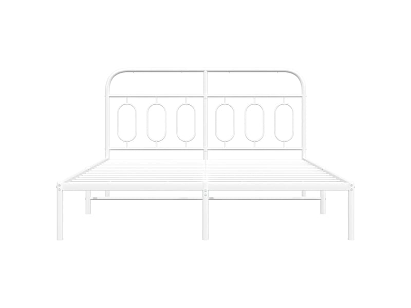  Lit double- lit adulte -  cadre de lit métal sans matelas et tête de lit blanc 140x200 cm  - Conforama C