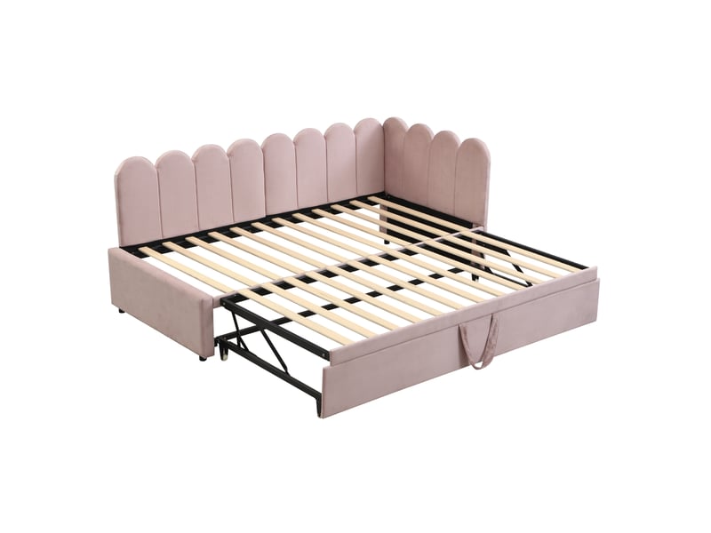  Lit convertible en capitonné rose 90x200 cm  - Conforama A