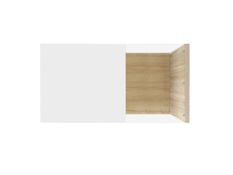  Table basse 105x55x32,5 cm avec led, panneau de particules, blanc et couleur bois  - Conforama D