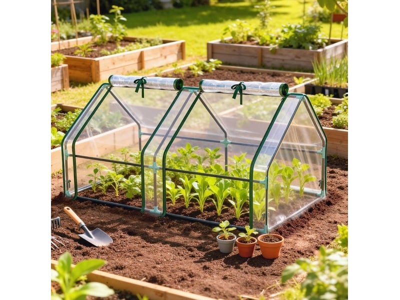  Serre de jardin portable 180x90x90 cm – transparente – structure en acier et 2 portes enroulables à fermeture éclair  - Conforama B
