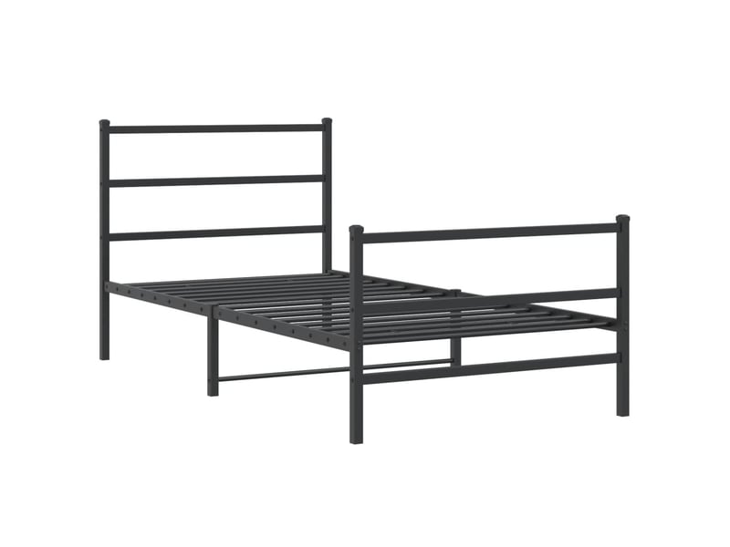  Lit simple- lit adulte -  cadre de lit métal sans matelas et pied de lit noir 100x200 cm  - Conforama B